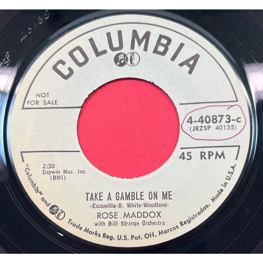 Rose Maddox Take a Gamble on Me / 1 2 3 4 Anyplace Road 45 Rockabilly Bop 440873